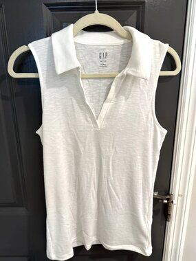 Gap Essential Rib V-Neck Tank Top White S Tall 660452